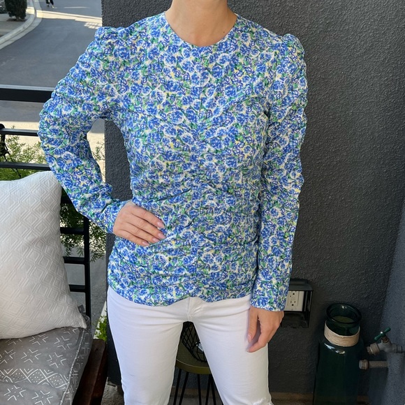 Zara flower printed cotton blouse - Picture 2 of 13